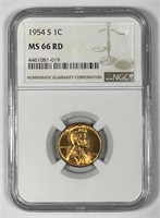 1954-S Lincoln Wheat Cent NGC MS66 RD