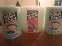Roll of Bubble Cushion and Dish Foam