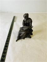 Vintage Cast Iron Seated Woman Statue