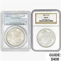 [2] Morgan Silver Dollars NGC/PCGS MS63 [1883-O,