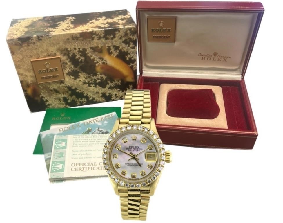 Rolex 18kt Gold Lady President 26 mm Watch