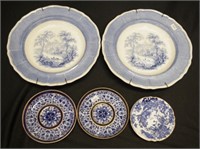 Group English blue & white ceramic tableware