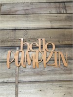 Hello pumpkin metal sign
