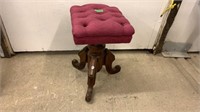 Piano Stool - wood base, pink Tufted Seat