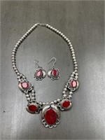 NATIVE SILVER NECKLACE WITH EARRINGS