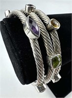 925 Silver Multi Strand Gemstone Bracelet