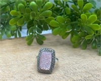 .925 Sterling Mother of Pearl Marcasite Ring