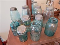 Green ball canning jars, some zinc lids