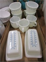 Corning ware Butter Dishes, Creamers, Mugs