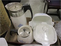 Corning ware Coffee Pot, Carafe, Bowls w/ Lid