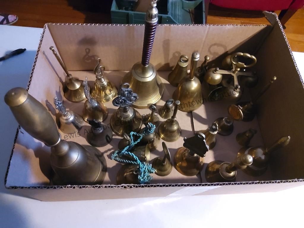One box lot of miscellaneous size brass Bells