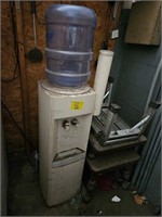 WATER COOLER, METAL STEP STOOL, SMALL WOODEN
