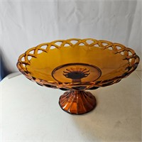 Lattice Edge Amber Glass Stand