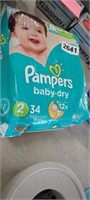 PAMPERS BABY DRY SIZE 2 DIAPERS