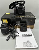 Nikon D3000 18-55 VR Kit Camera w/Box