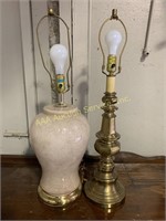 Frosted Glass Table Lamp and Brass Table Top