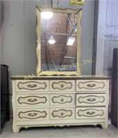 Dresser With Mirror (9 Drawer) hand painted with