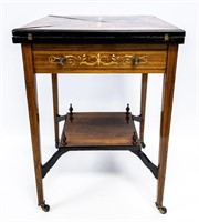 EXCELLENT EDWARDIAN INLAID ROSEWOOD ENVELOPE TABLE