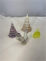 4 pcs-Fenton Glass Figurines-Christmas Trees +