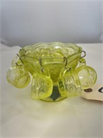 Vaseline Glass Set of 6 Miniature Punch Bowl +