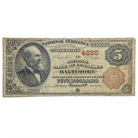 1882 $5 NB OF COMMERCE OF BALTIMORE, MD CH. #4285