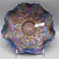 Fenton 8.5" blue opal Holly 8 ruffle bowl