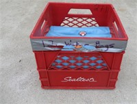 RED CRATE OF POOL BAGS