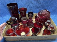 Lot: Ruby red glassware