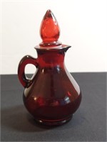 Gold Ruby Red Glass Cruet Strawberry Stopper Avon