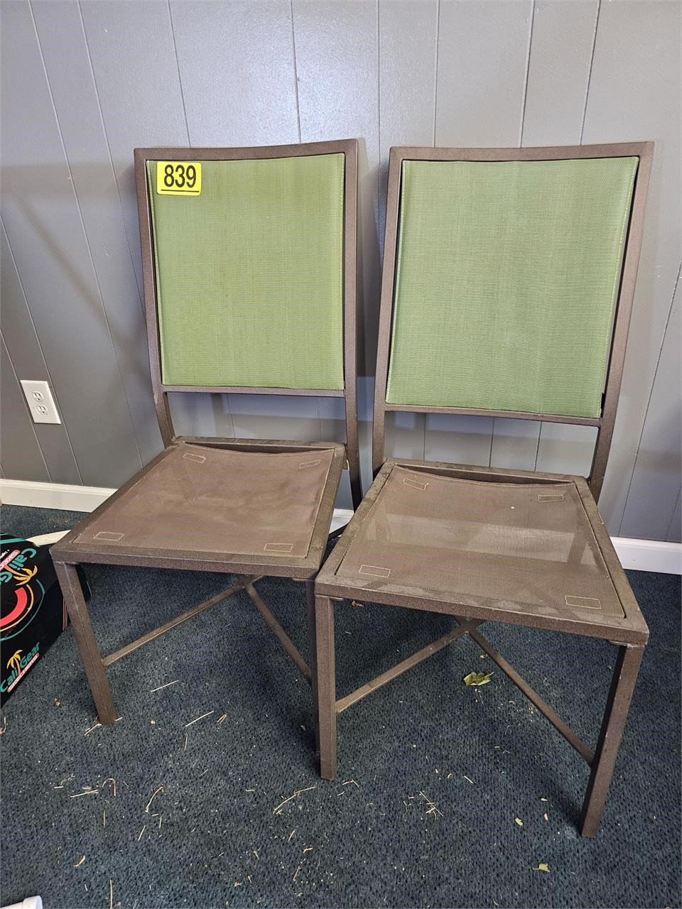 x2 metal & cushion patio chairs
