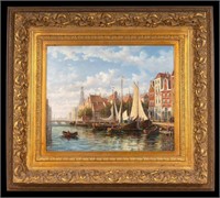 Dutch Canal Scene Framed Giclee