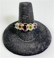 Sterling Multi Gem Ring 3 Grams Size 8.75