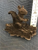 Vintage Metal Squirrel Nutcracker on Leaf Base