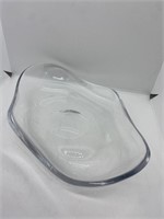 Vtg Lambert signed Clear Glass Fruit Bowl/Boat