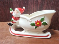 Vintage Christmas Santa Claus in Sleigh Candy Dish