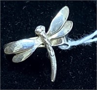 SILVER ARTIST SIGNED DRAGONFLY CUSTOM MADE RING