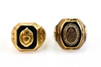 10k Gold & Onyx Class Rings Grouping