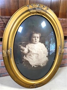antique picture frame w/ convex glass 18x24