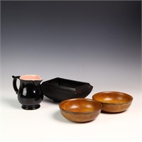 Mid Century McCoy black pitcher, bowls, and plante