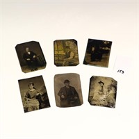 Six tintype antique photos