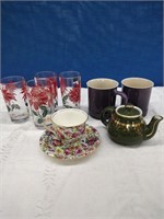 Glassware Lot-Christmas Glasses, Mugs, & More