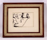 Sullivan - pen & ink "Bar" 10.5" x 12.5" frame