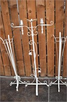 White Metal Candelabra Floor Stand & 2-Tall Plant