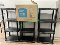 (4) 21"x14" 4 Tier Plastic Shelves