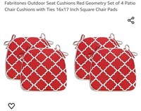 MSRP $30 Set 4 Patio Chair Pads