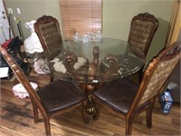 Glass Top Dining Table & 4 Chairs (See below)