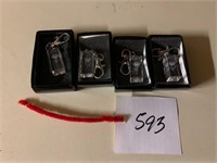 TRIO OF LASER PRINTED GLASS KEY CHAINS IN BOX