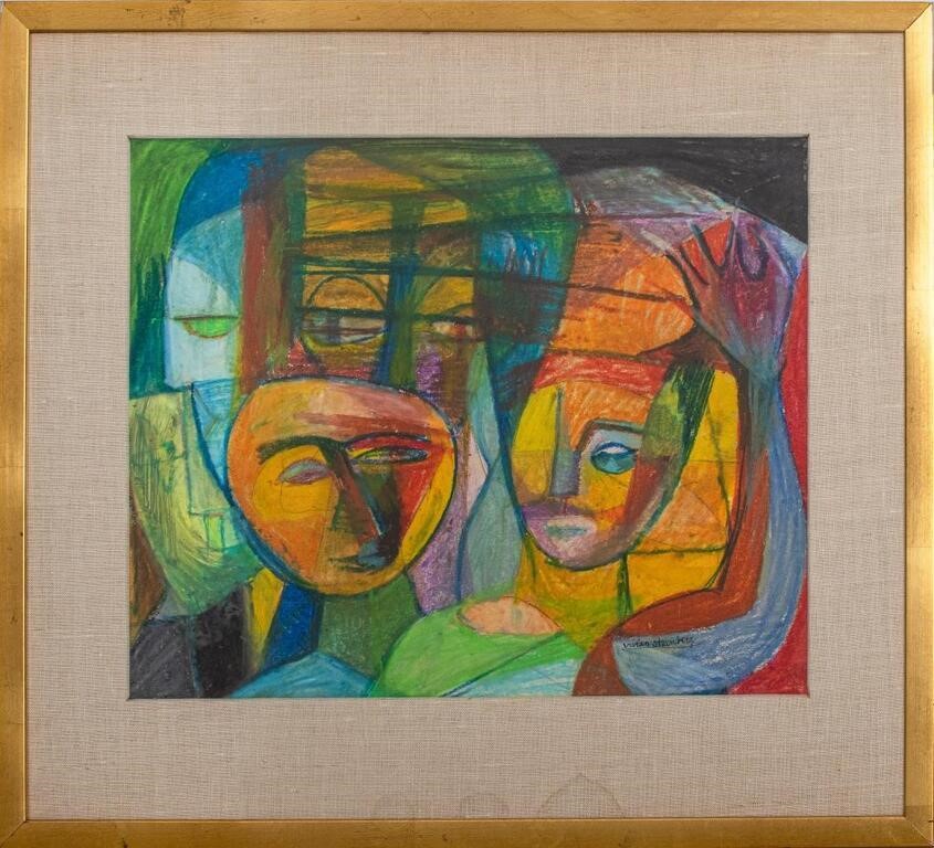 Vivian Steinberg Abstract Faces Pastel on Paper