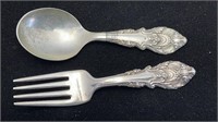 2-WALLACE "STERLING SILVER" 4" CHILDS FORK & SPOON
