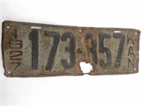 Kansas 1927 License Plate